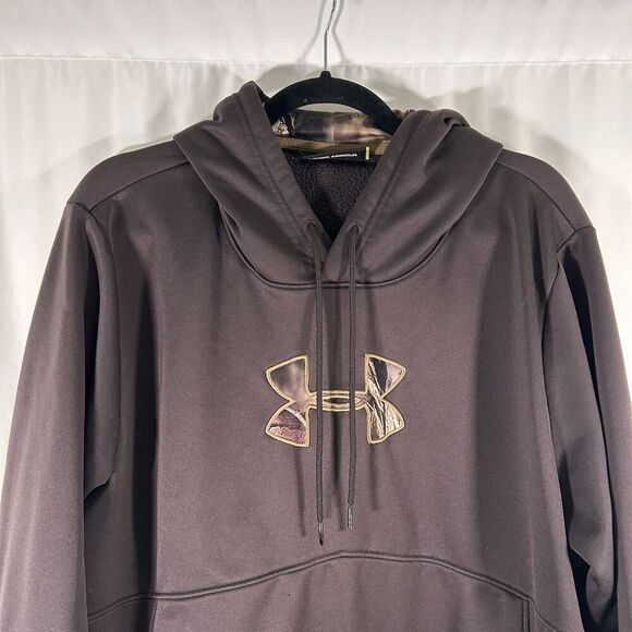 Under Armour Hoodie Men's XL Brown Camo Drawstring Pullover Loose - Picture 2 of 8